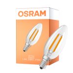 Osram LED Classic E14 Kerze Fadenlampe Klar 1.2W 255lm - 827 Extra Warmweiß | Ersatz Für 25W