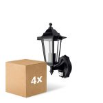 Multipack 4x D'Lite Wandleuchte Helora Schwarz | IP44 - Geeignet für 1x E27 - Bewegungssensor
