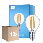 Multipack 10x Philips Corepro LED Lustre E14 Kugel Fadenlampe Klar 6.5W 806lm - 827 Extra Warmweiß | Ersatz für 60W