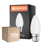 Multipack 10x Ledvance Classic Performance LED Glühbirne B22d Kerze Fadenlampe Matt 4.8W 470lm - 827 Extra Warmweiß | Dimmbar - Ersatz für 40W