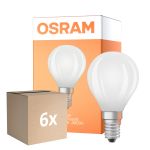 Multipack 6x Osram Classic LED E14 Kugel Fadenlampe Matt 5.5W 806lm - 840 Kaltweiß | Dimmbar - Ersatz Für 60W