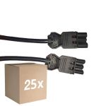 Multipack 25x Noxion GST - Kompatibel Verlängerungskabel Schwarz - Männlich + Weiblich - 1m - 3 pole 1,5mm2