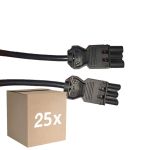 Multipack 25x Noxion GST - Kompatibel Verlängerungskabel Schwarz - Männlich + Weiblich - 2m - 3 pole 1,5mm2