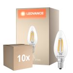 Multipack 10x Ledvance Classic LED E14 Kerze Fadenlampe Klar 3.4W 470lm - 827 Extra Warmweiß | Ersatz Für 40W