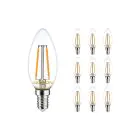Multipack 10x Noxion Lucent LED E14 Kerze Fadenlampe Klar 2.5W 250lm - 827 Extra Warmweiß | Dimmbar - Ersatz für 25W