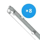 Multipack 8x Noxion LED Feuchtraumleuchte Gehäuse Poseidon V2.0 | Geeignet Für  2x150cm LED Röhre