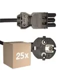 Multipack 25x Noxion GST - Kompatibel Versorgungskabel Schwarz - Weiblich + Schuko Europlug - 3m - 3 pole 0.75mm2